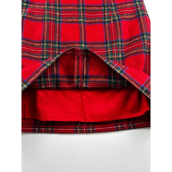 Pink Lily Red Tartan Plaid Mini Skirt "Clueless Vibes" Lined Wool Blend Sz Small - Picture 4 of 6